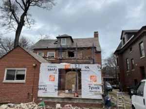 Kitchen addition brick fireplace, South Loop Chicago — photo 3